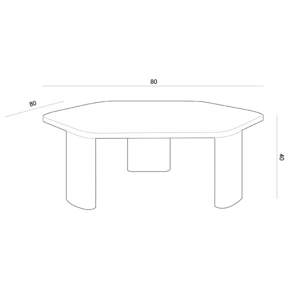 Sei - stolik z jasnego trawertynu na drewnianych nogach