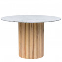 Hygge Wooden - okrągły stół z marmurowym blatem na drewnianej podstawie